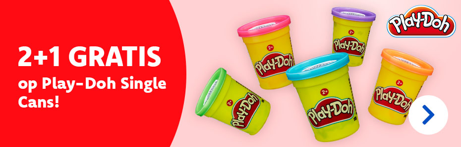 Laat je creativiteit de vrije loop met Play-Doh! Nog t.e.m. 31/7 koop je 2 Play-Doh Single Cans en ontvang je de derde helemaal gratis.