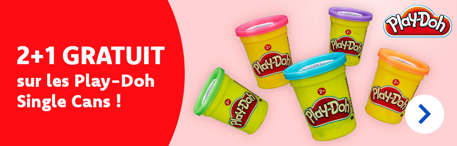 Laissez parler votre créativité ! Jusqu'au 31/7 inclus, lorsque vous achetez 2 pots Play-Doh, vous en recevez un troisième en cadeau.