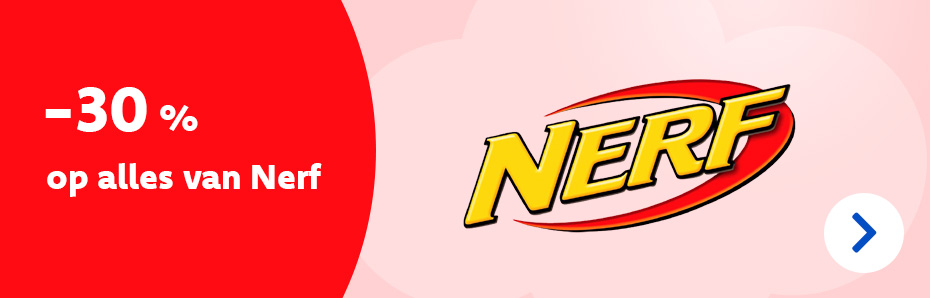 Met Nerf schiet je altijd raak! Daarom doen we nu nog beter: t.e.m. 30 juni krijg je 30 % korting op alles van Nerf!