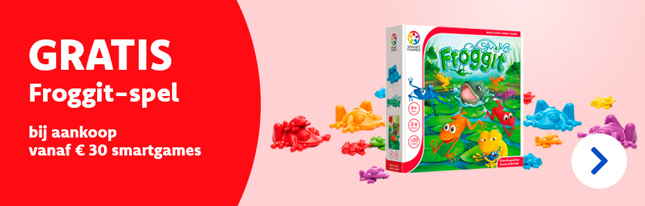 Verzot op een uitdaging? Koop nu voor minstens 30 euro aan smartgames en krijg het geweldig leuke familiespel Froggit er gratis bij!