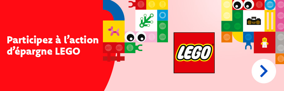 Vous rêvez de constructions LEGO géantes ? Participez à notre grande action d'épargne ! Vous recevrez un set de construction gratuit ainsi qu'une belle réduction. L'heure est venue de compléter sa liste de souhaits !