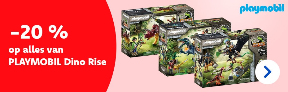 Nog t.e.m. 24/9 krijg je 20 % korting op alles van PLAYMOBIL Dino Rise. Rep je naar je DreamLand-winkel of neem nu een kijkje op de webshop.