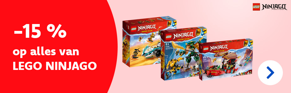 Profiteer t.e.m. 1 oktober van 15 % korting op alles van LEGO NINJAGO! Vind je favorieten en ga voor nieuw bouwavontuur in je LEGO-wereld.
