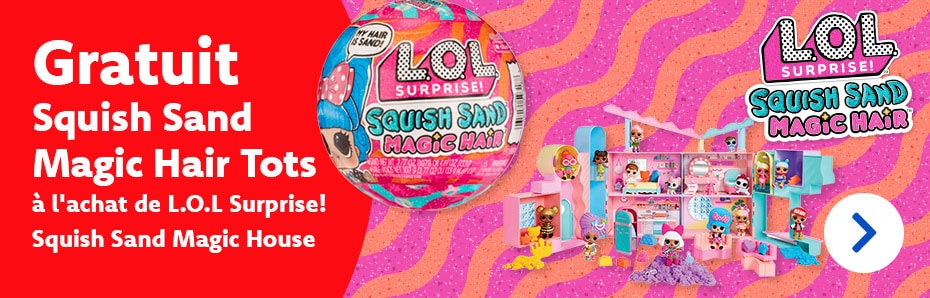 La maison Squish Sand Magic de L.O.L. Surprise est vraiment fantastique ! Achetez-la et recevez gratuitement le Squish Sand Magic Hair Tots.