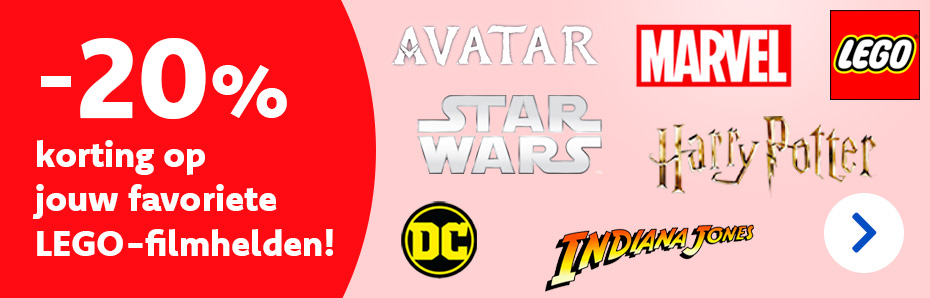 Bij DreamLand shop je de LEGO-helden van Star Wars, Harry Potter, Marvel, DC, Avatar & Indiana Jones nu aan 20 % korting. Ontdek de actie!