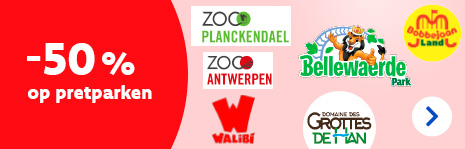 -50 % op pretparken!