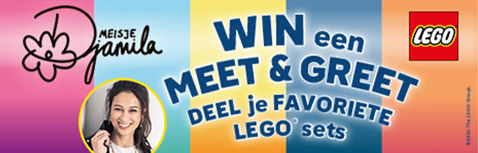 Doe mee aan de LEGO® wedstrijd bij DreamLand en maak kans op het winnen van je 4 favoriete LEGO® dozen en een exclusieve Meet & Greet met Djamila!