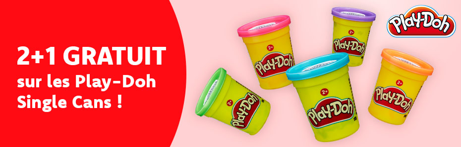 Laissez parler votre créativité ! Jusqu'au 31/12 inclus, lorsque vous achetez 2 pots Play-Doh, vous en recevez un troisième en cadeau.