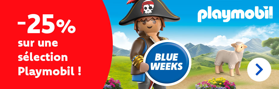 Profitez de 25 % de réduction sur une sélection d'articles Playmobil pendant les Blue Weeks, du 15 au 29/3. Une offre à ne pas manquer !