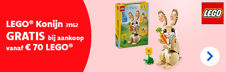 Koop t.e.m. 20/4 voor minimum €70 aan LEGO® en ontvang een gratis LEGO® Konijn ter waarde van €19,95! Wees er snel bij, want op = op!