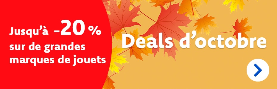 Jusqu'au 16 octobre inclus, profitez des meilleurs deals d'octobre chez DreamLand ! Profitez de réductions jusqu'à pas moins de -20 % sur les plus grandes marques de jouets.
